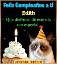 Gato meme Feliz Cumpleaños Edith